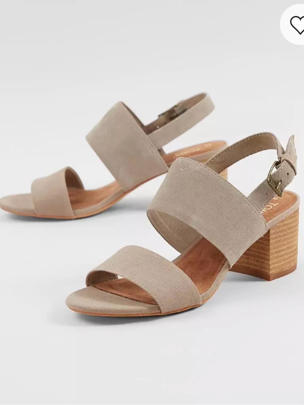 TOMS Poppy Leather Block Heel Sandal Taupe Size 6.5 - Picture 2 of 10